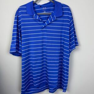 ADIDAS | Pure Motion Short Sleeve Blue Striped Polo Shirt Men’s Size X-Large
